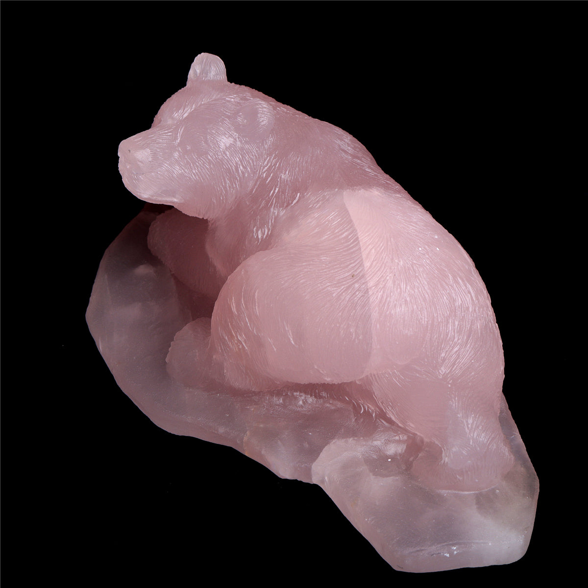 9.5" Rose Quartz Crystal Bear Figurine Decor Gift