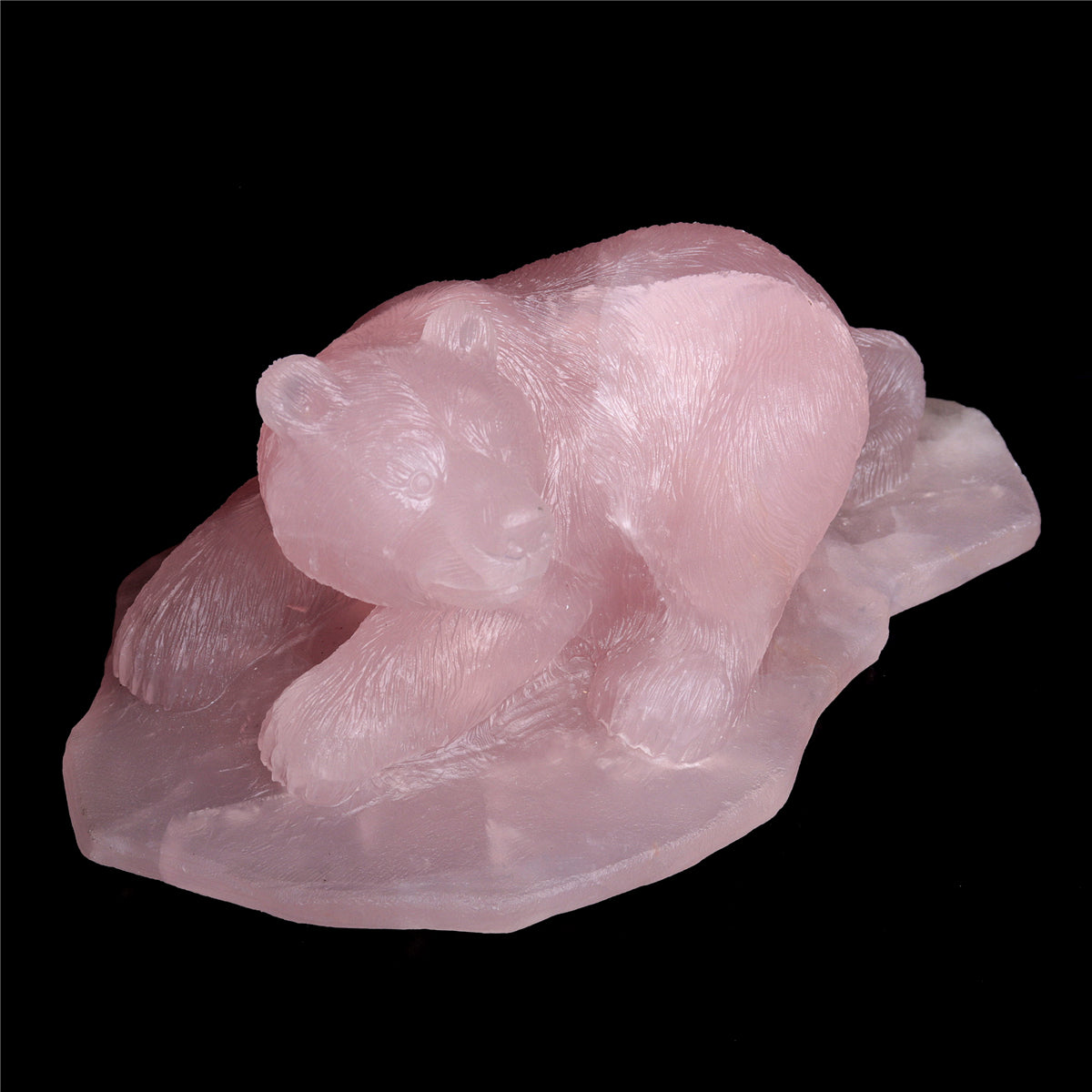 9.5" Rose Quartz Crystal Bear Figurine Decor Gift
