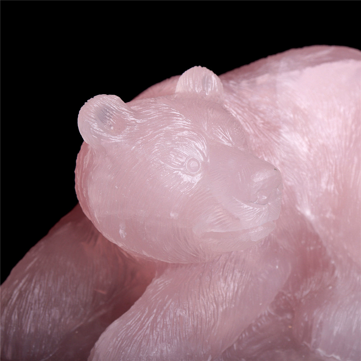 9.5" Rose Quartz Crystal Bear Figurine Decor Gift