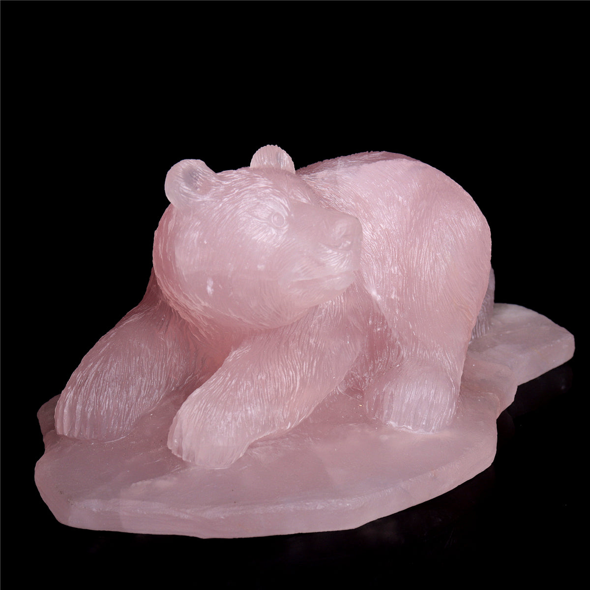 9.5" Rose Quartz Crystal Bear Figurine Decor Gift