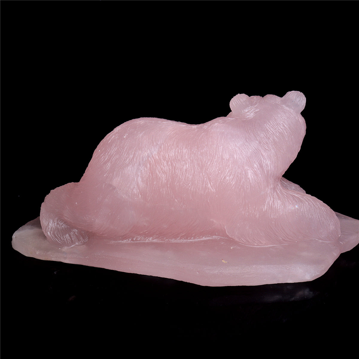 9.5" Rose Quartz Crystal Bear Figurine Decor Gift