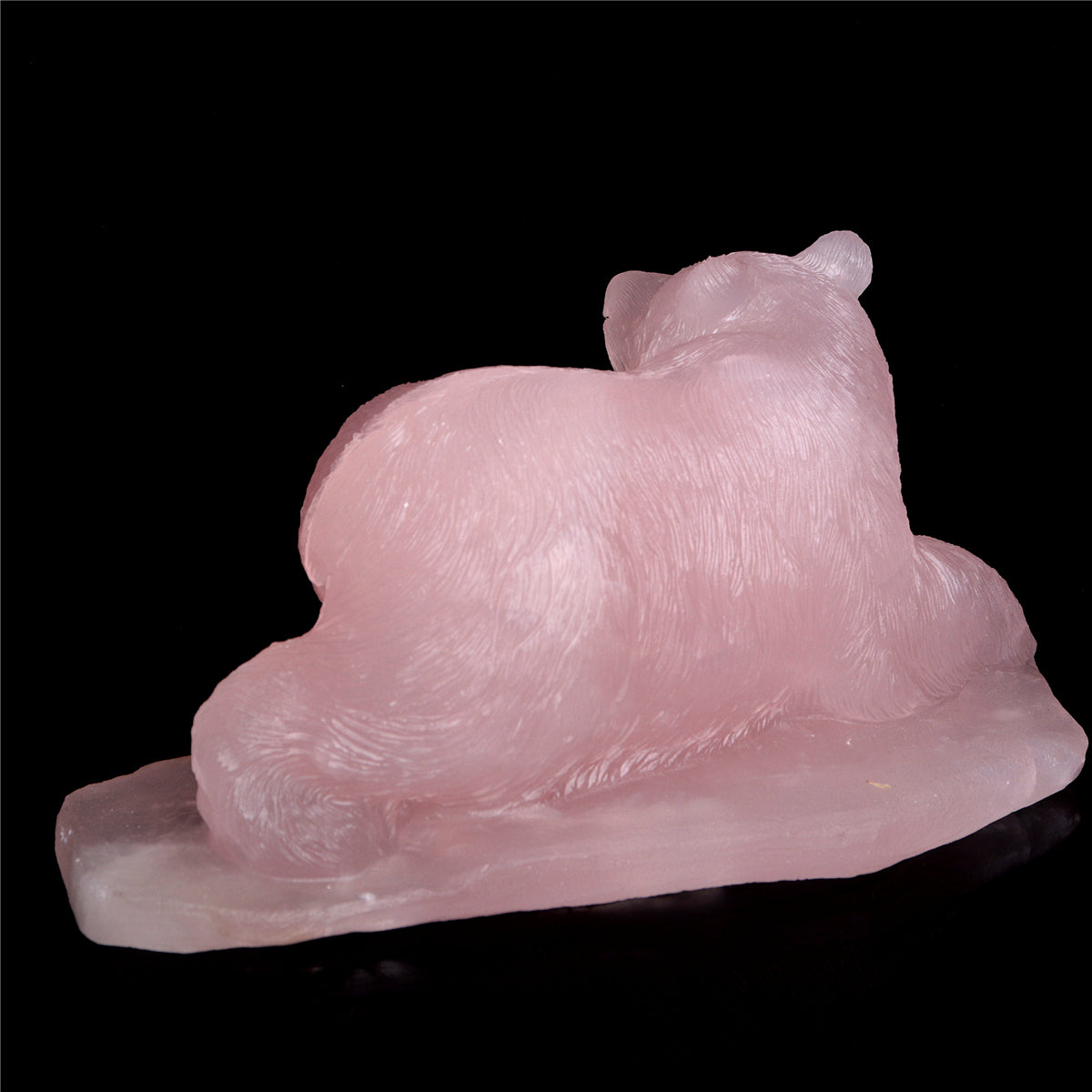 9.5" Rose Quartz Crystal Bear Figurine Decor Gift