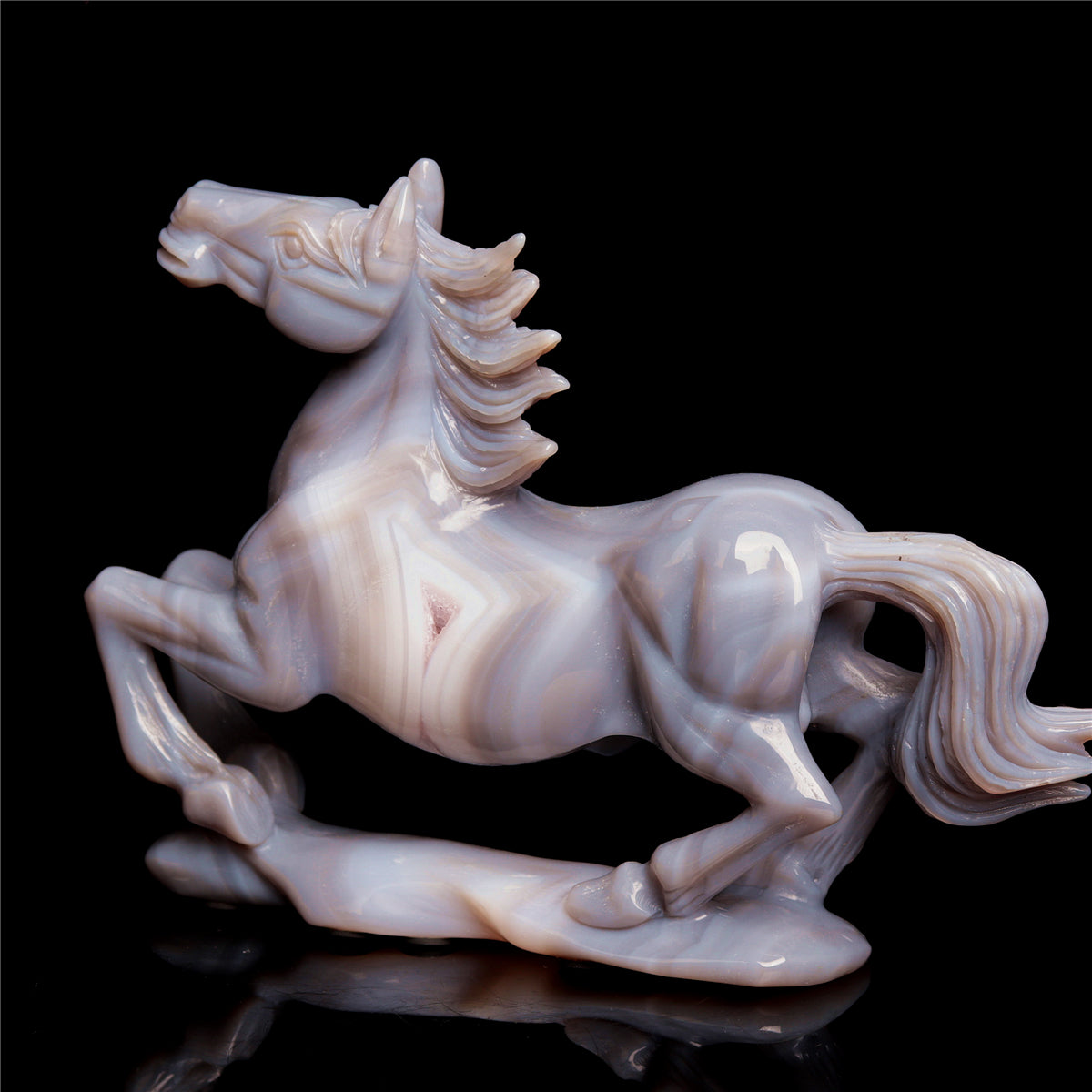 7" Druzy Agate Crystal Horse Figurine Decor Gift