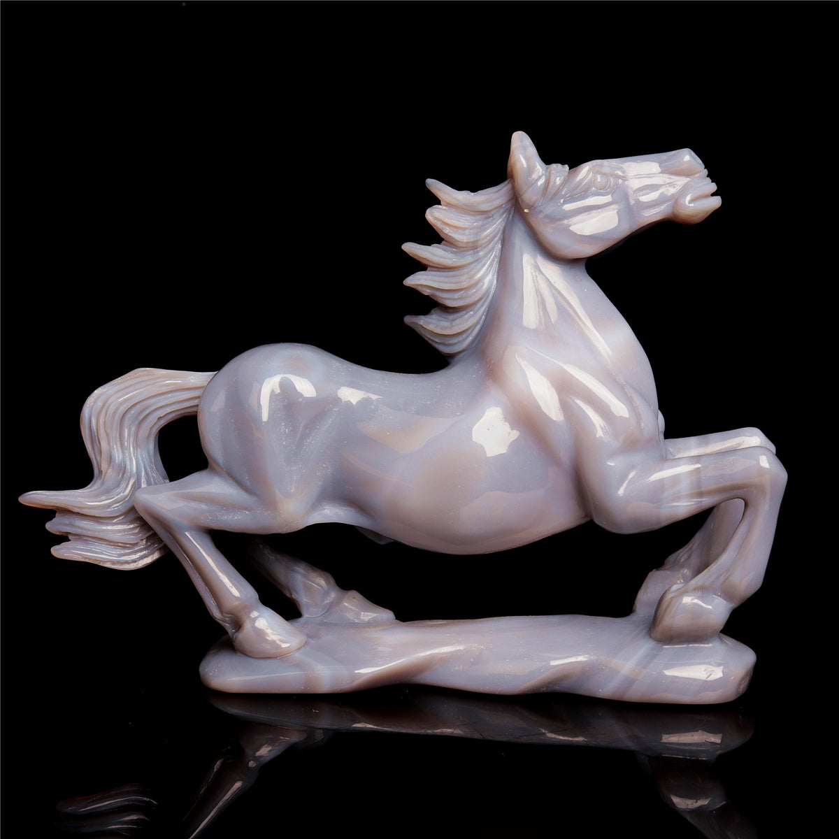7" Druzy Agate Crystal Horse Figurine Decor Gift