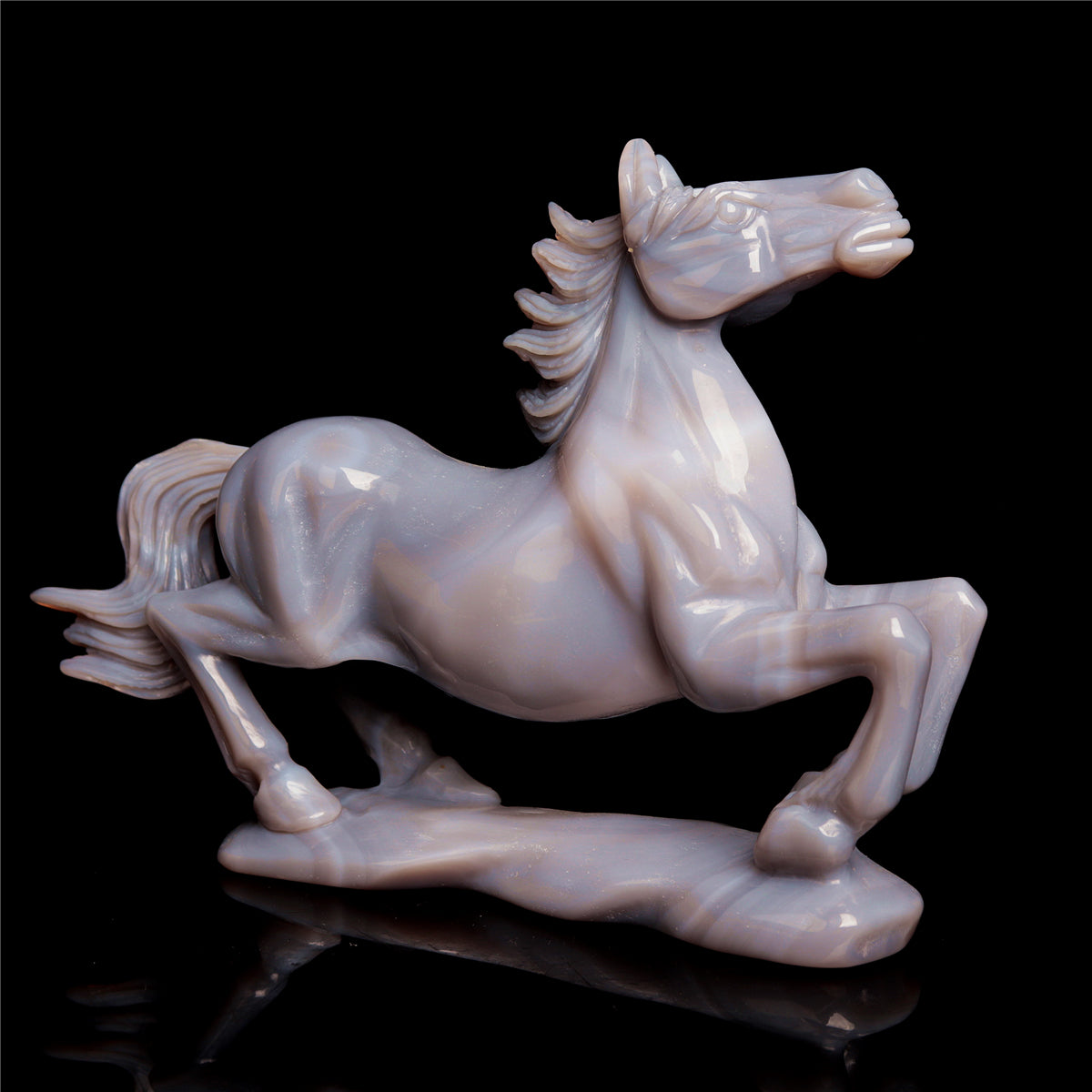 7" Druzy Agate Crystal Horse Figurine Decor Gift