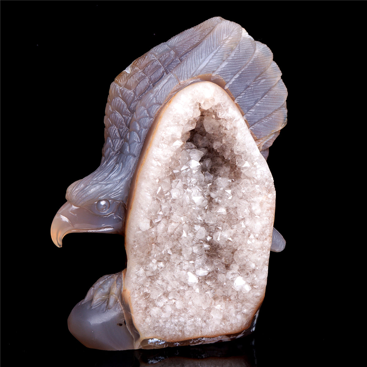 7" Druzy Agate Crystal Eagle Figurine Decor Gift