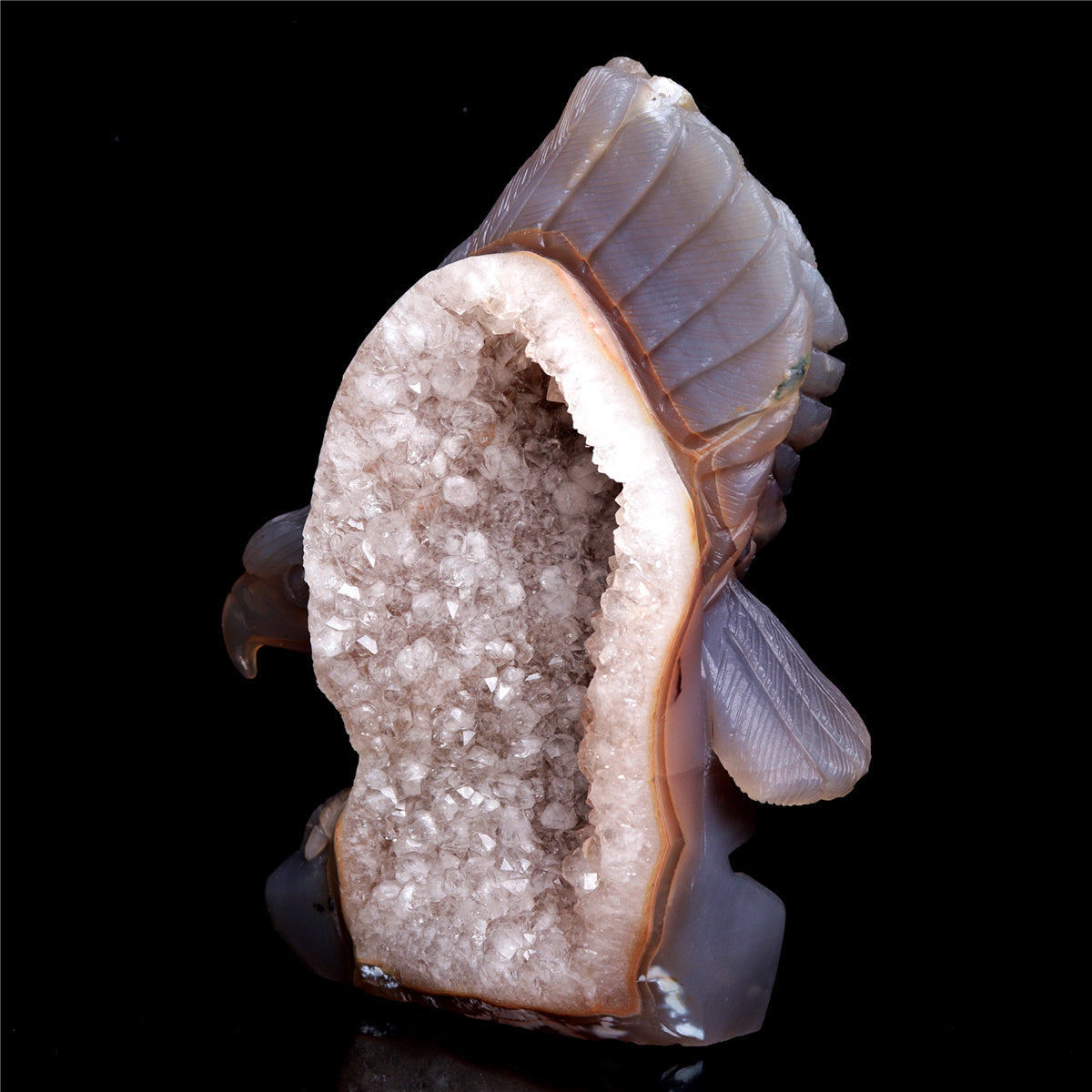 7" Druzy Agate Crystal Eagle Figurine Decor Gift
