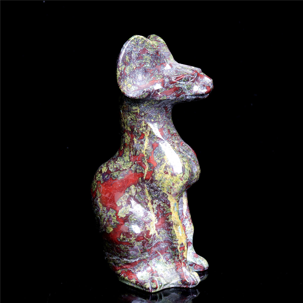 6" Dragon Blood Stone Crystal Sphynx Cat Figurine Decor