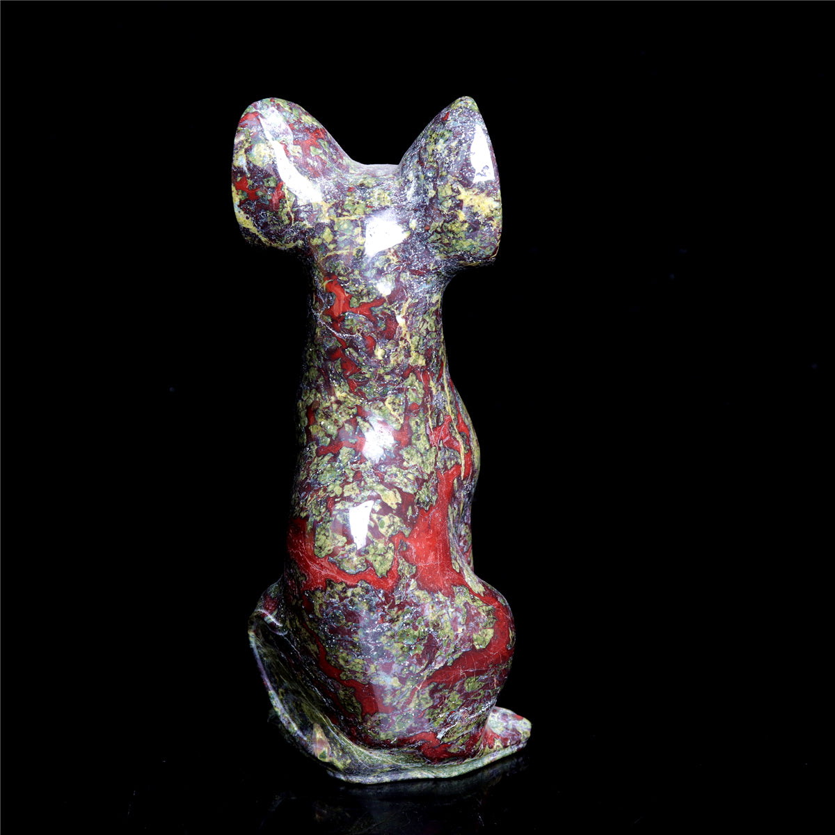 6" Dragon Blood Stone Crystal Sphynx Cat Figurine Decor