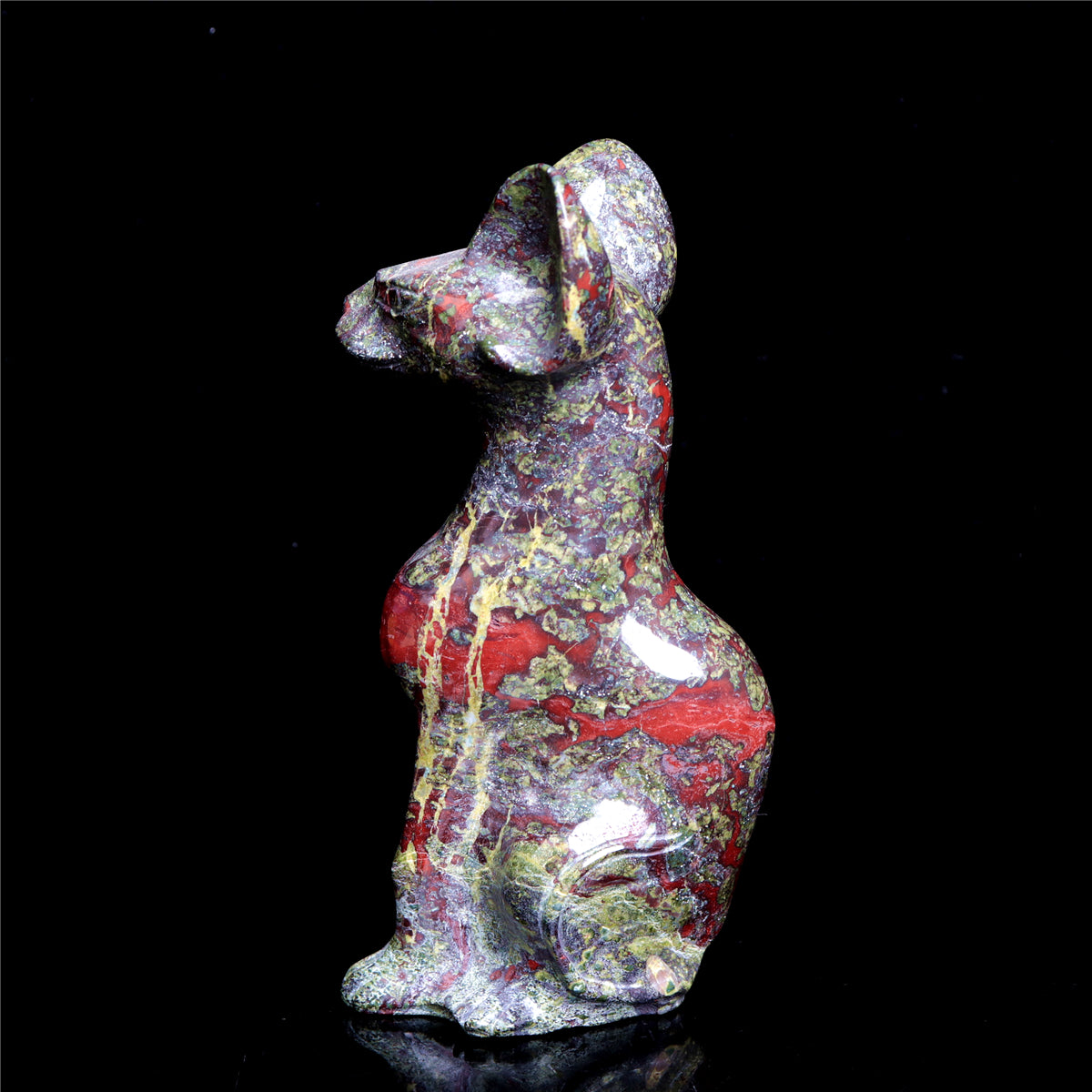 6" Dragon Blood Stone Crystal Sphynx Cat Figurine Decor