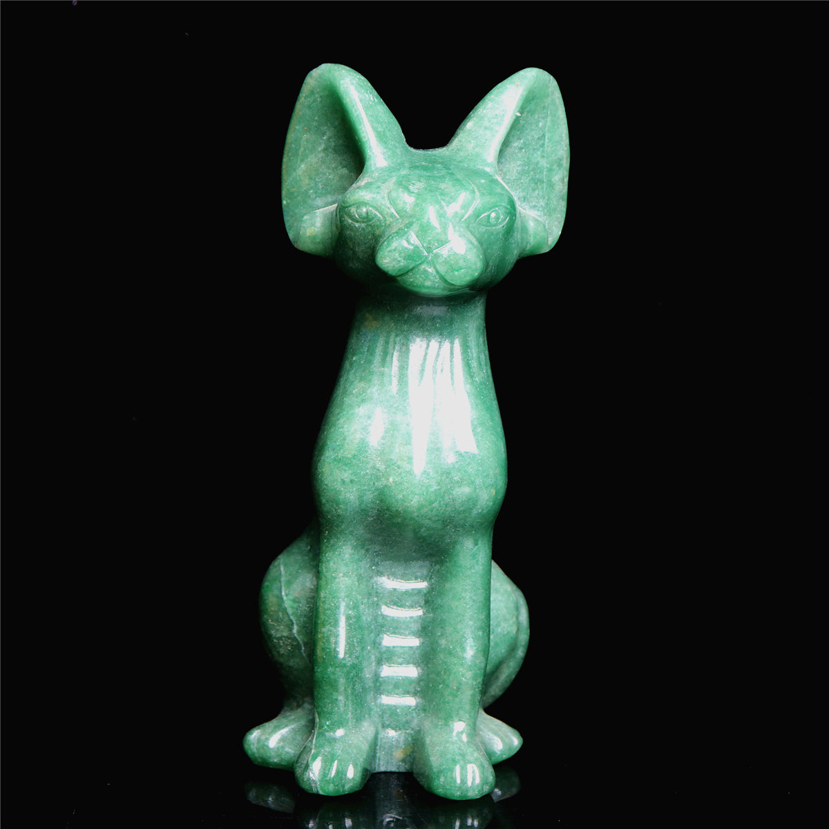 6" Green Aventurine Crystal Sphynx Cat Figurine Decor