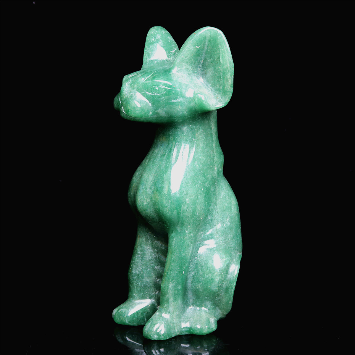 6" Green Aventurine Crystal Sphynx Cat Figurine Decor