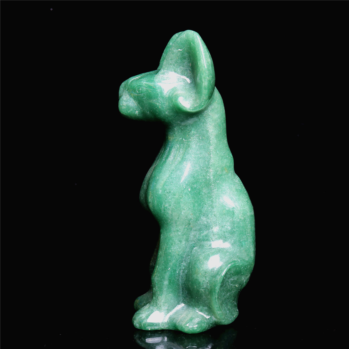 6" Green Aventurine Crystal Sphynx Cat Figurine Decor