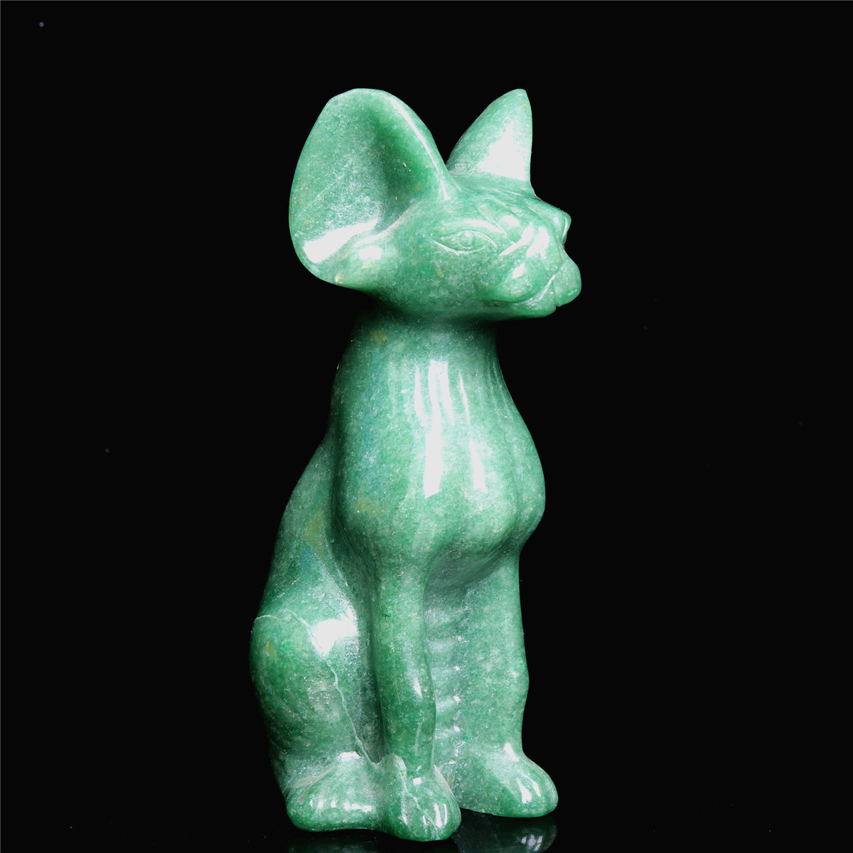 6" Green Aventurine Crystal Sphynx Cat Figurine Decor