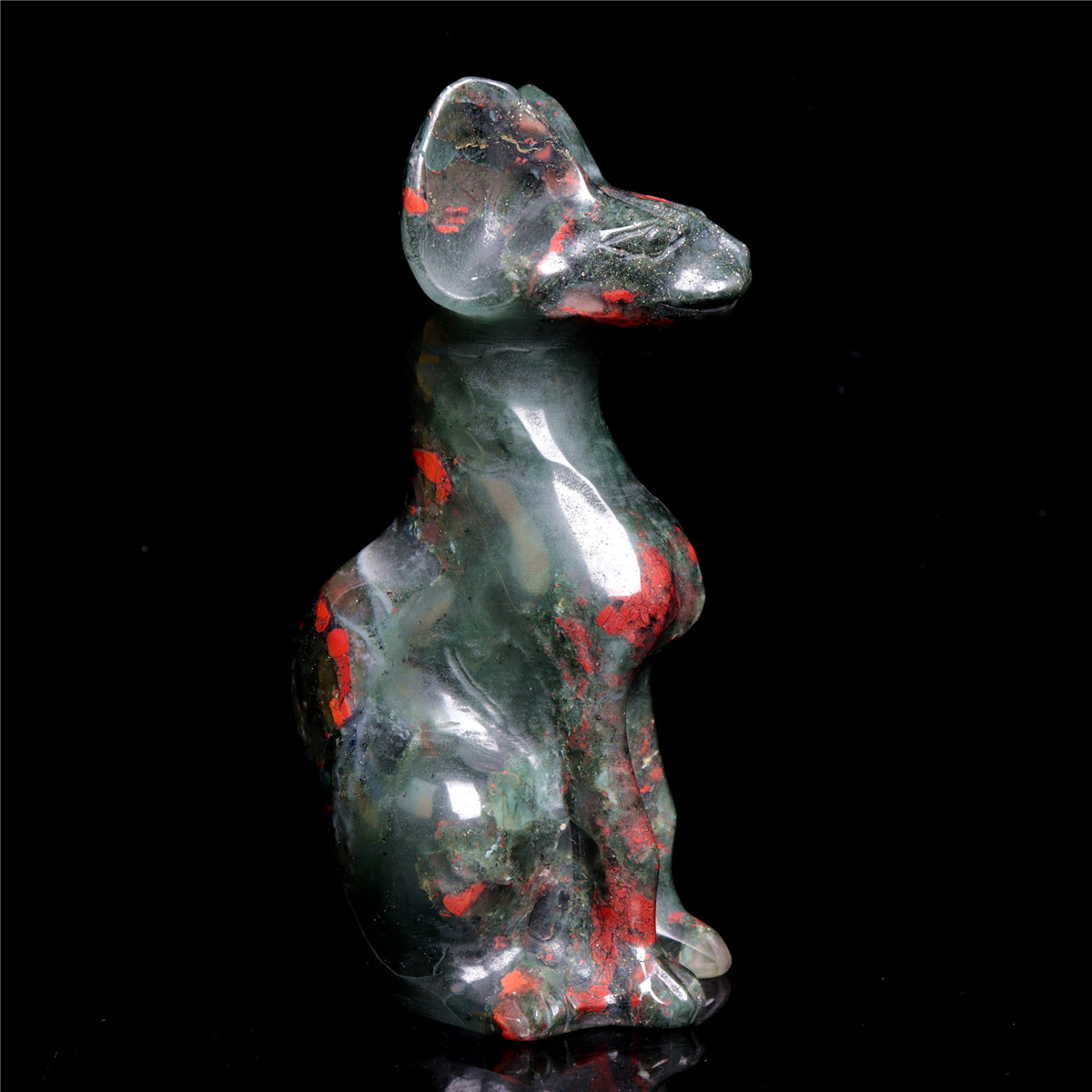 6" Blood Stone Crystal Sphynx Cat Figurine Decor