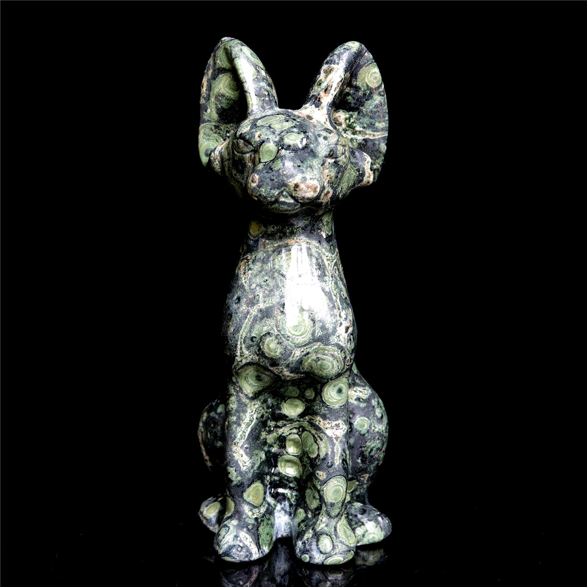 6" Kambaba Jasper Crystal Sphynx Cat Figurine Decor
