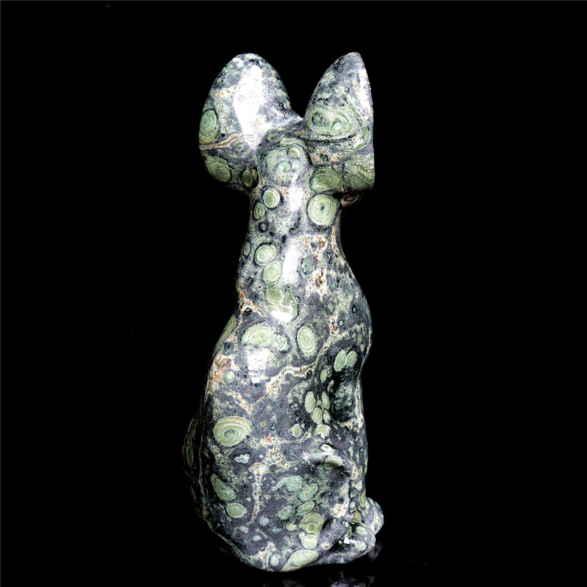 6" Kambaba Jasper Crystal Sphynx Cat Figurine Decor