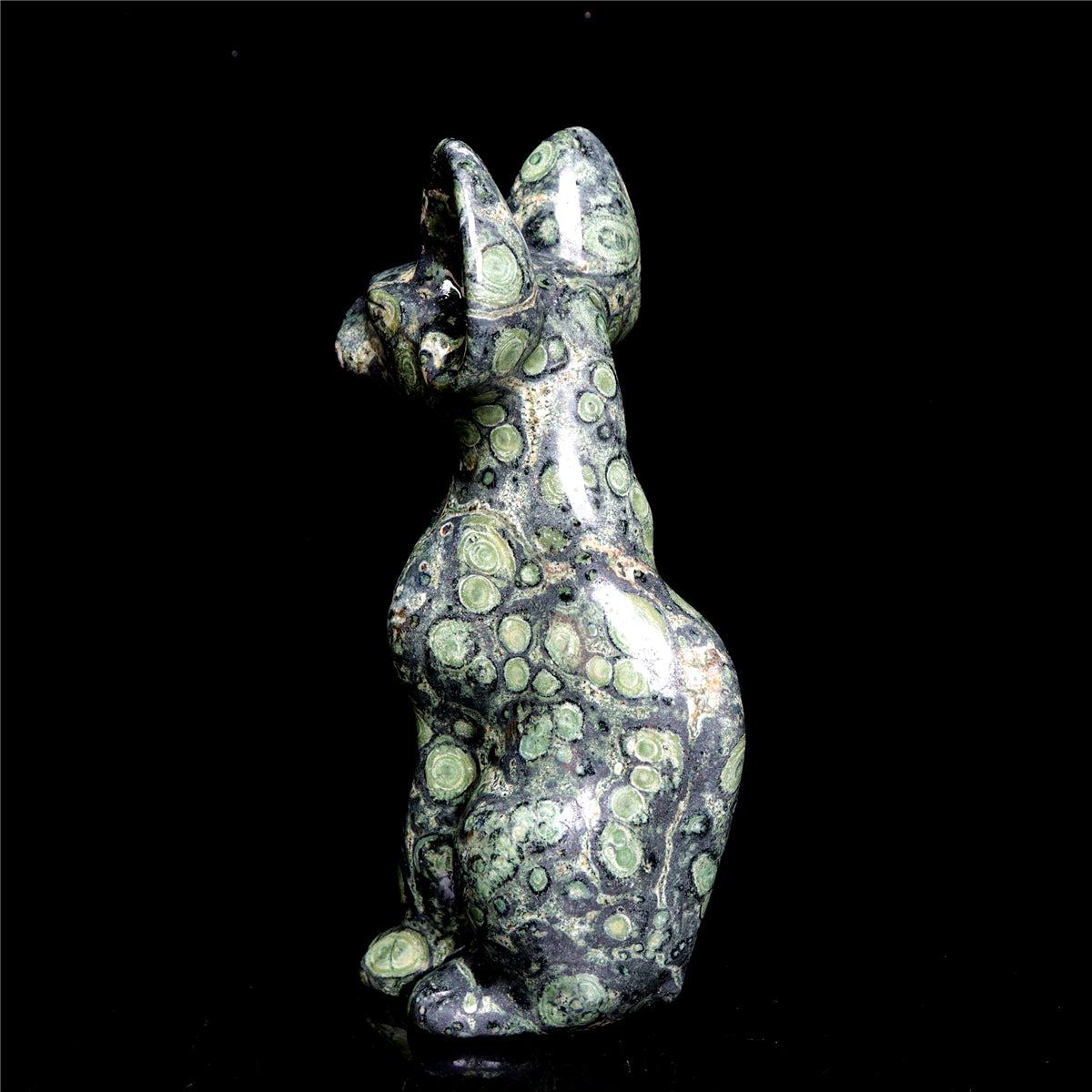 6" Kambaba Jasper Crystal Sphynx Cat Figurine Decor