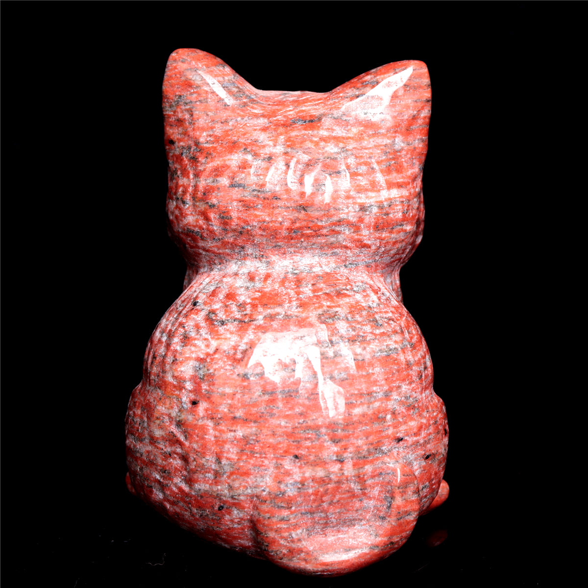 4" Red Obsidian Crystal Cat Figurine Stone Ainimal Carvings Decor