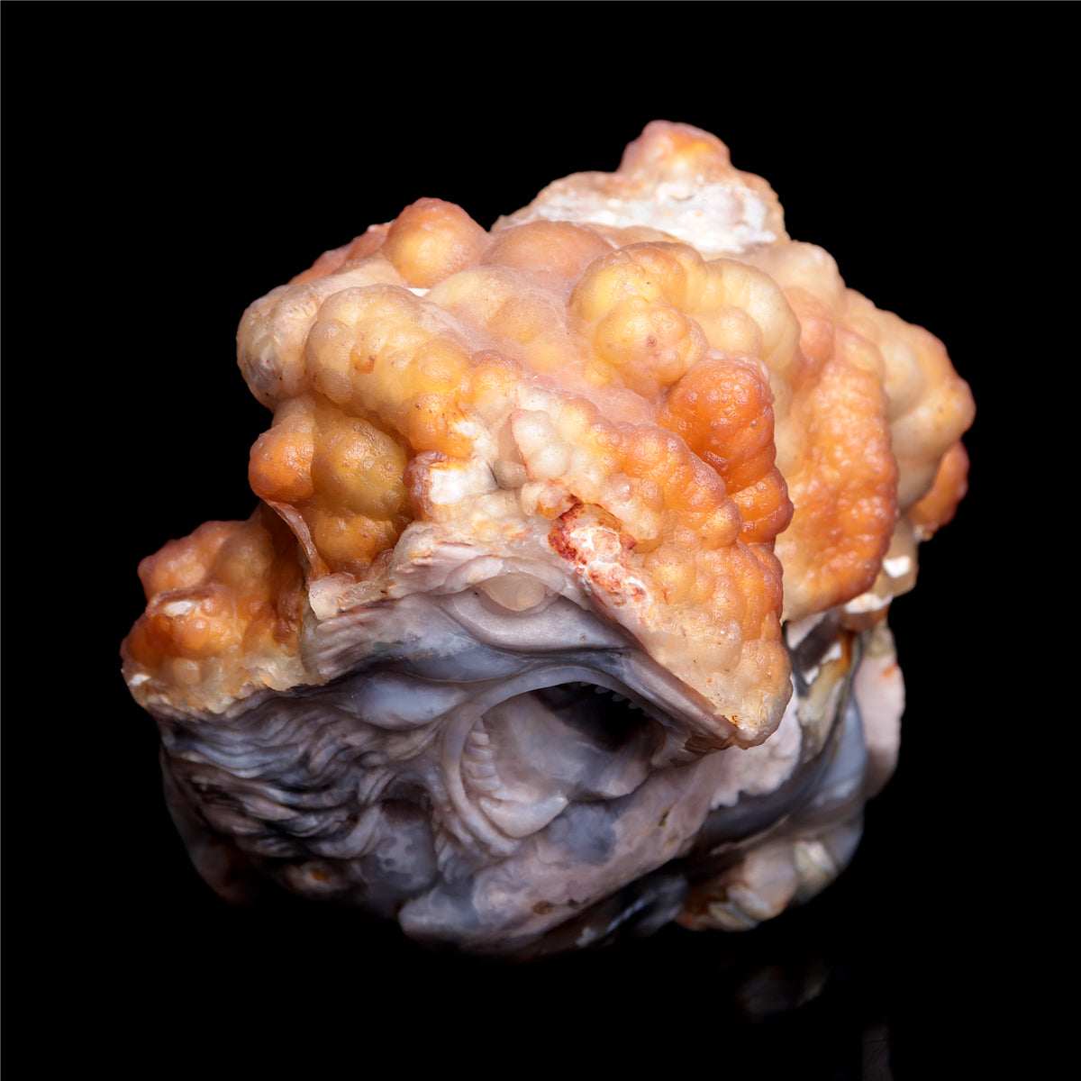 8" Flower Agate Crystal Elephant Mineral Lion Figurine Decor