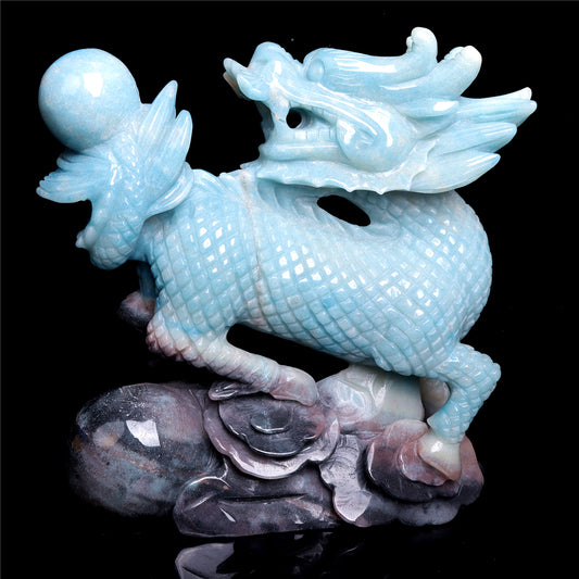 6.5" Trolleite Crystal Qilin Sculpture Realistic Decor