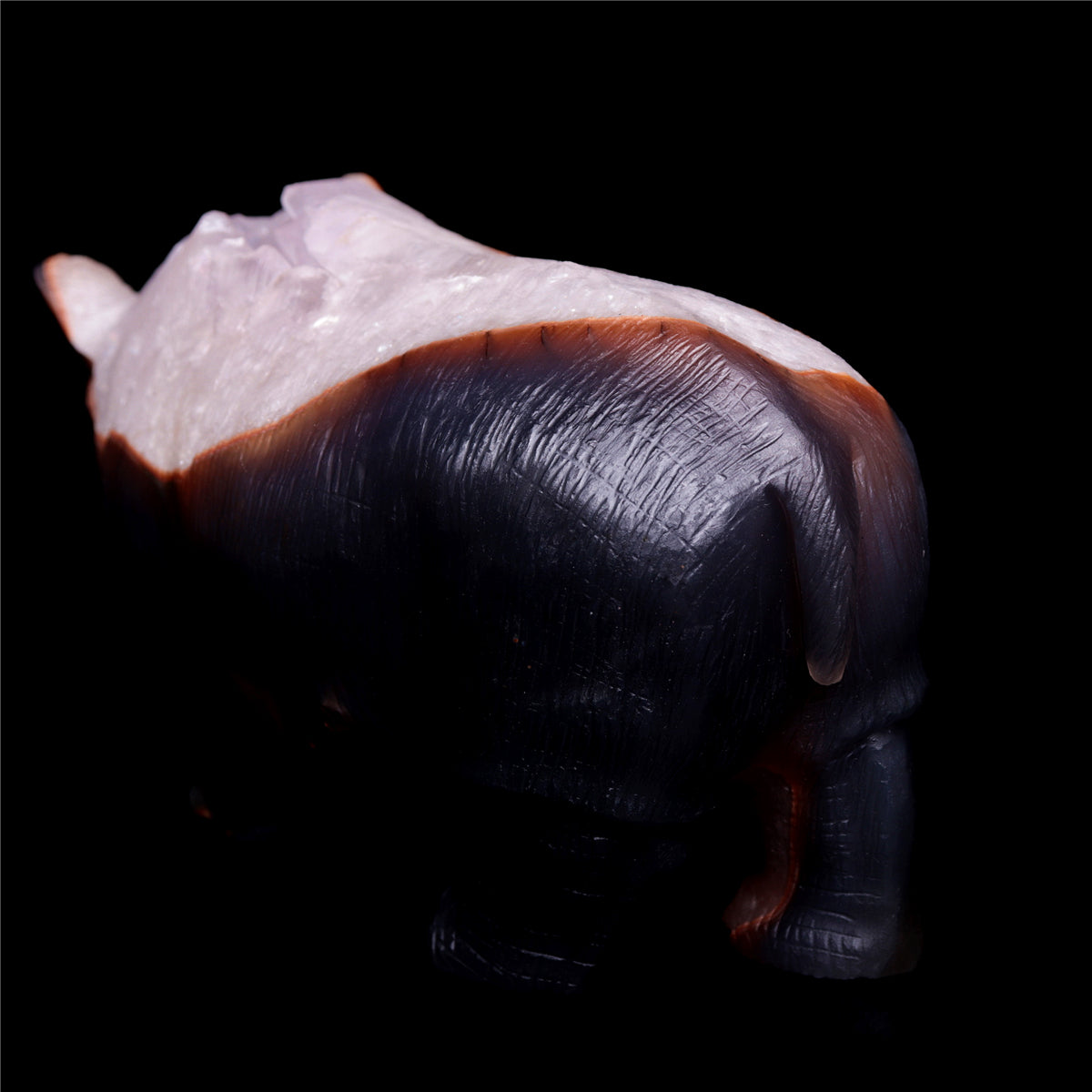 8" Druzy Agate Crystal Hippo Figurine Quartz Animal Carvings