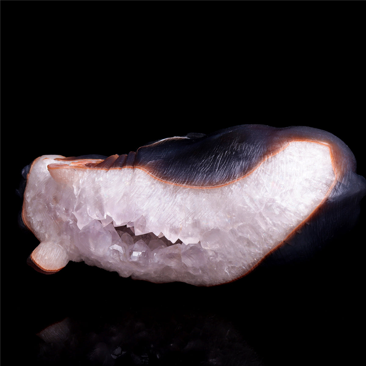 8" Druzy Agate Crystal Hippo Figurine Quartz Animal Carvings