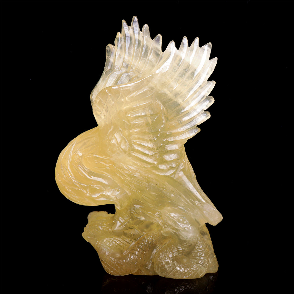 8" Citrine Quartz Crystal Eagle Figurine Animal Carvings