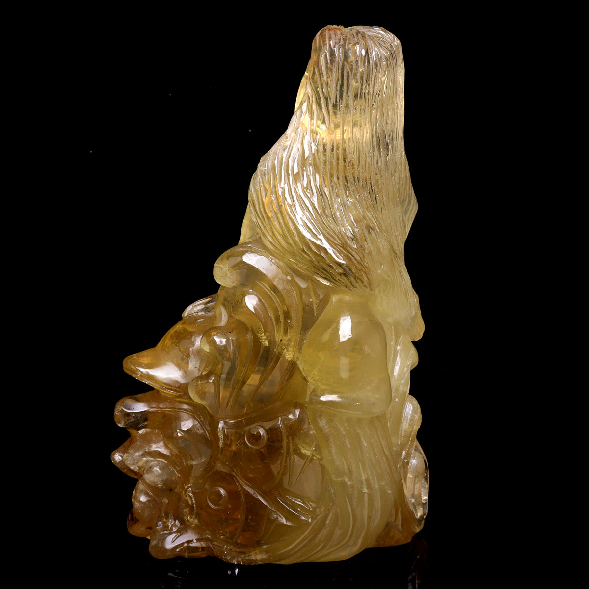 8" Citrine Quartz Mermaid Figurine Crystal Animal Carvings