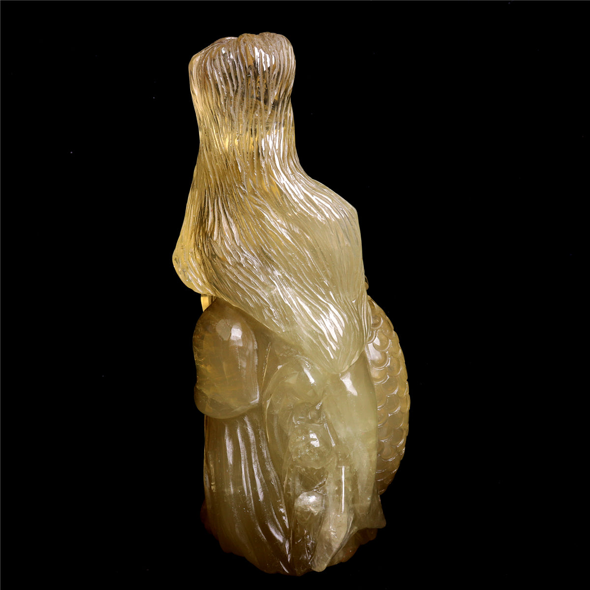 8" Citrine Quartz Mermaid Figurine Crystal Animal Carvings