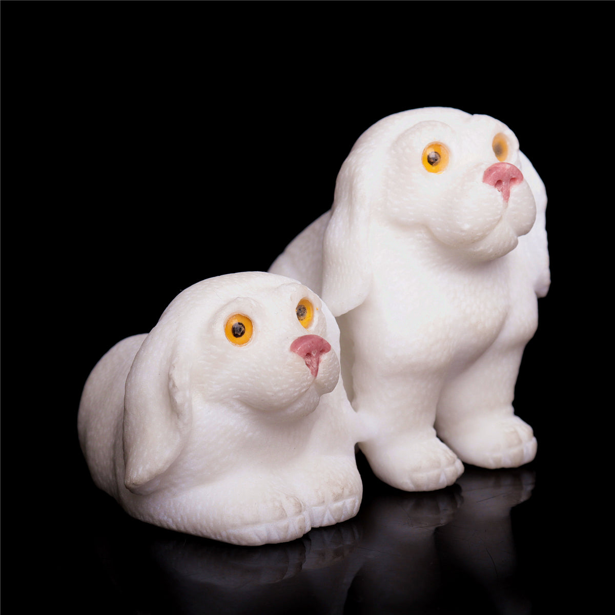 3.1" Jade Crystal Dog Figurine Quartz Animal Carvings