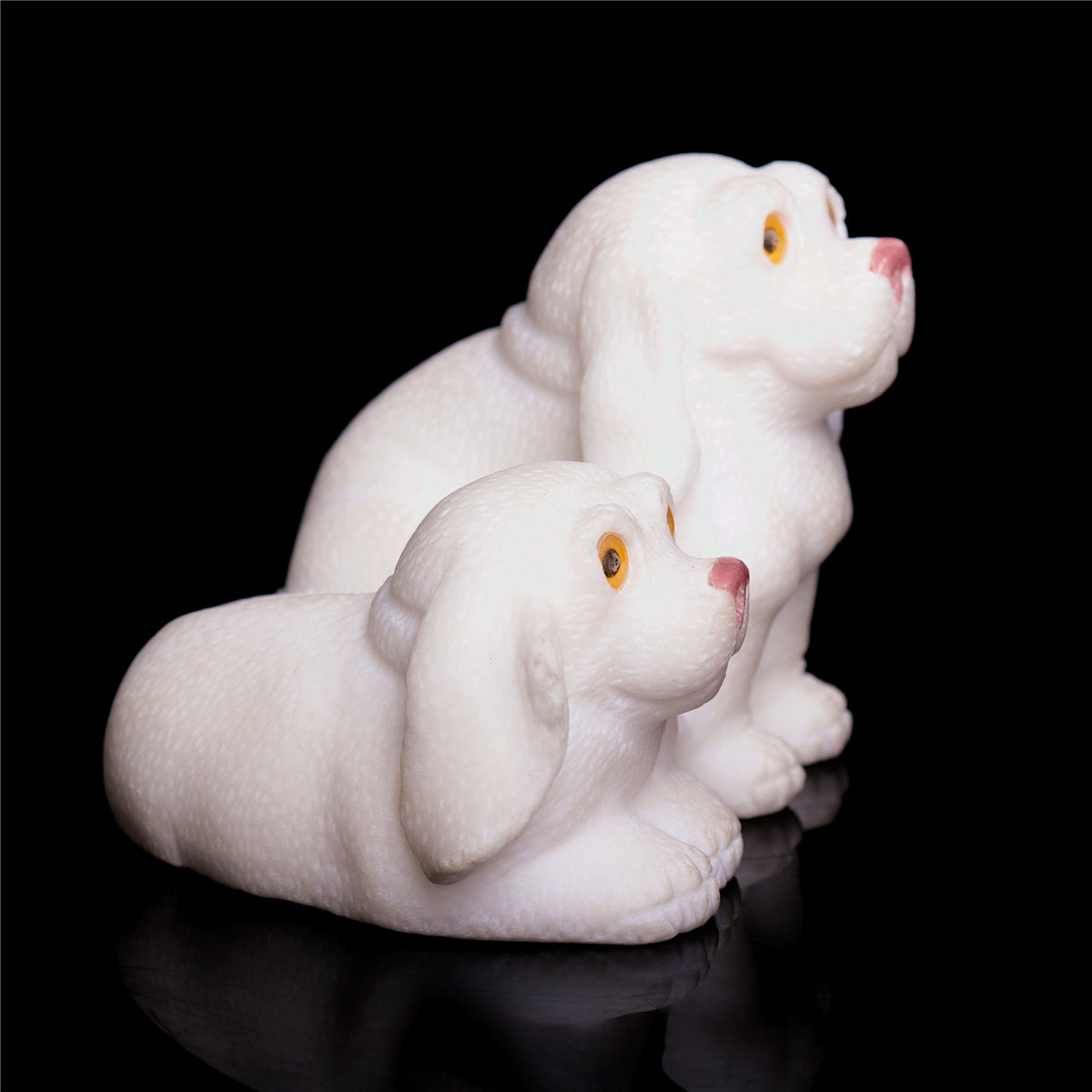3.1" Jade Crystal Dog Figurine Quartz Animal Carvings