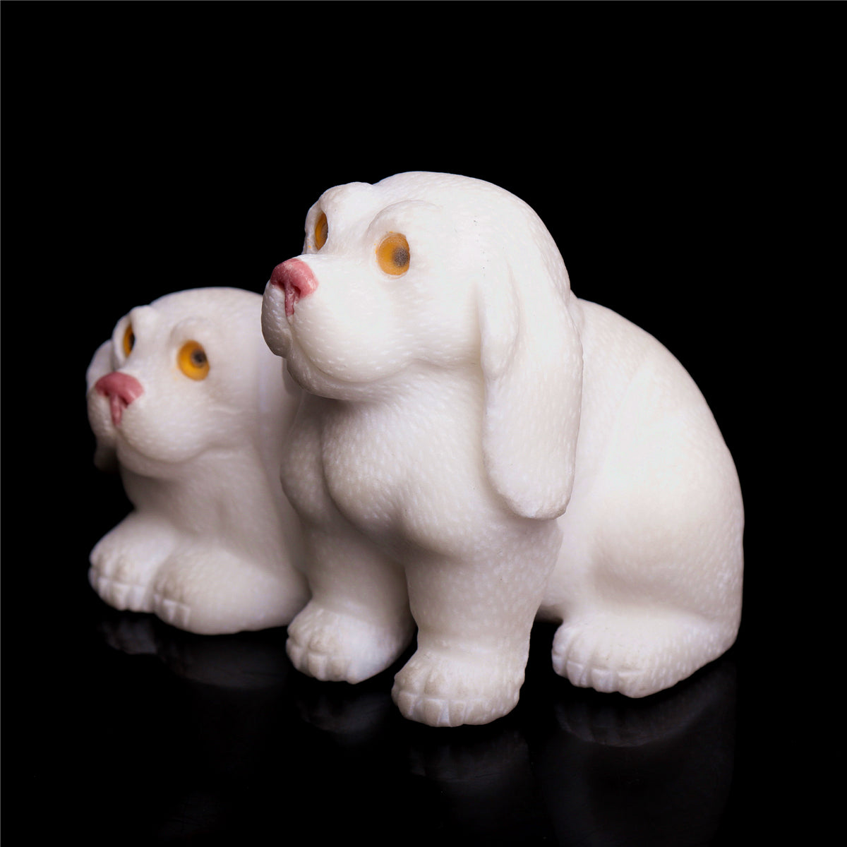 3.1" Jade Crystal Dog Figurine Quartz Animal Carvings