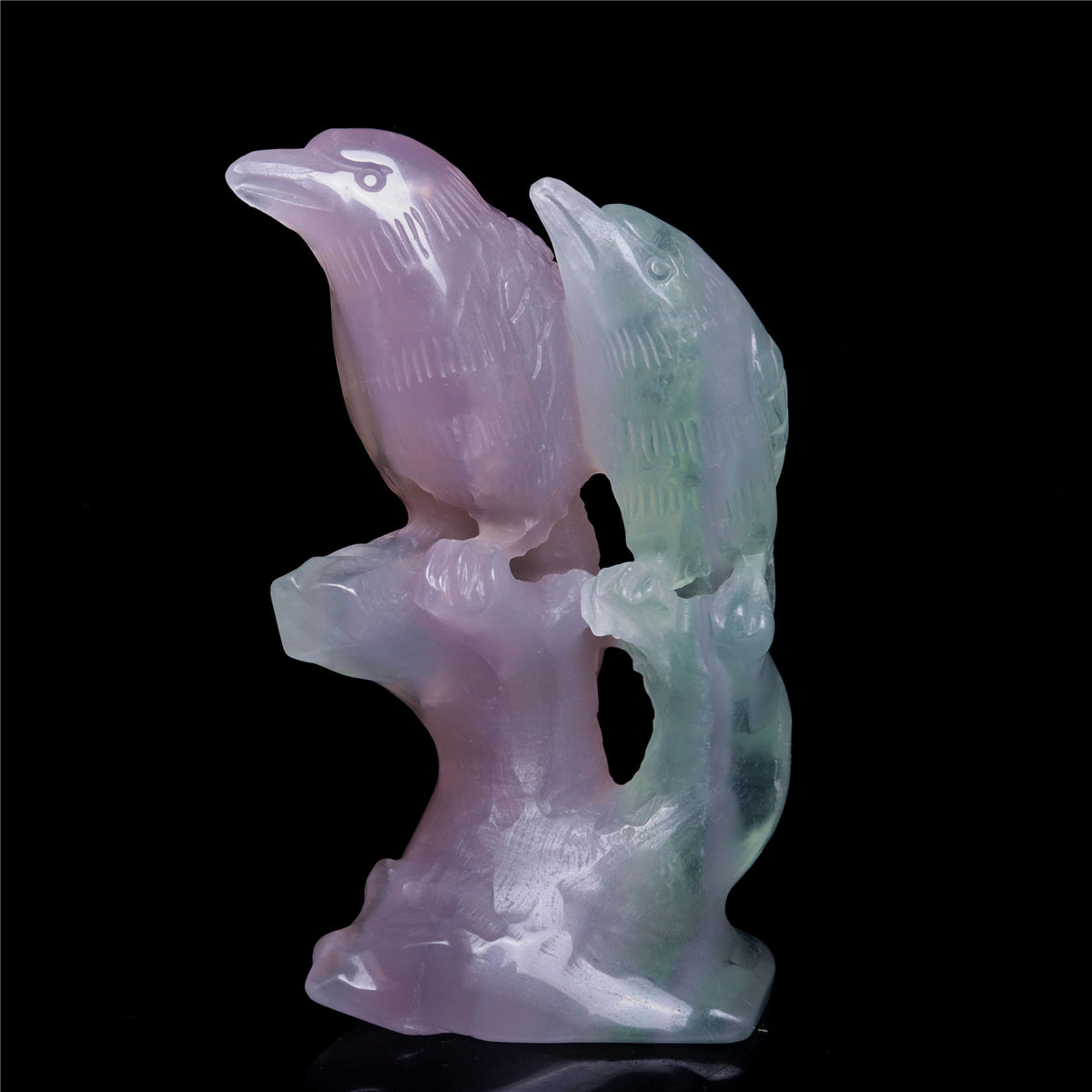 5" Fluorite Crystal Bird Figurine Quartz Animal Carvings
