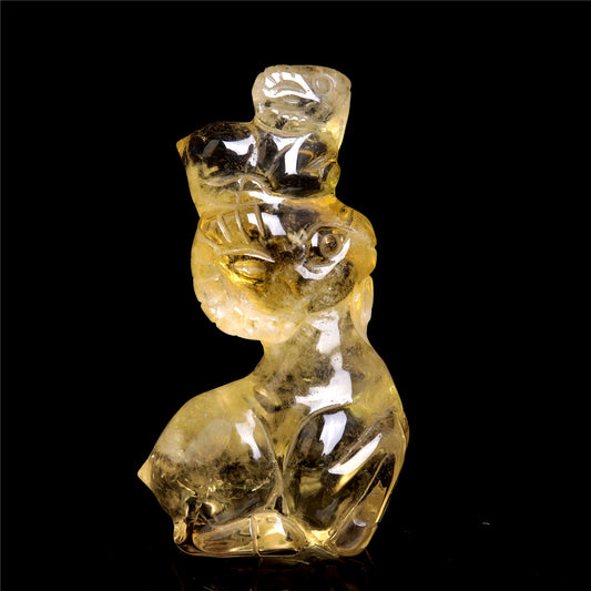 3.5" Citrine Quartz Crystal Ram Figurine Stone Animal Carvings