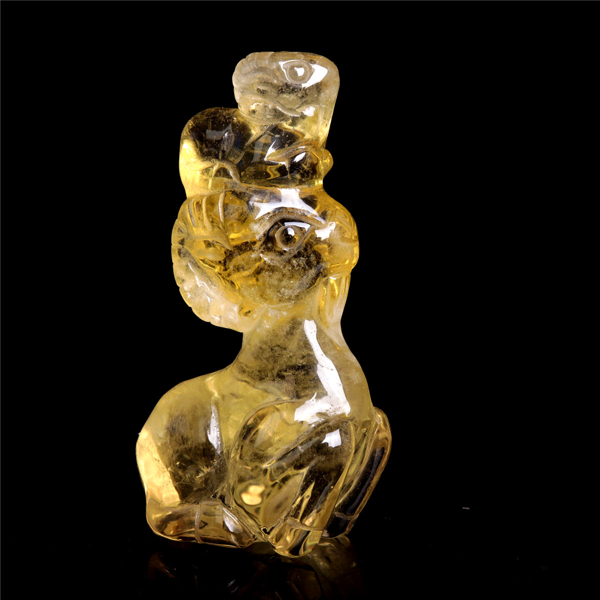 3.5" Citrine Quartz Crystal Ram Figurine Stone Animal Carvings