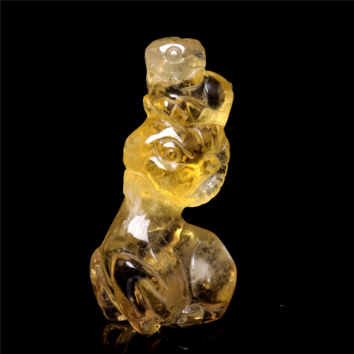 3.5" Citrine Quartz Crystal Ram Figurine Stone Animal Carvings