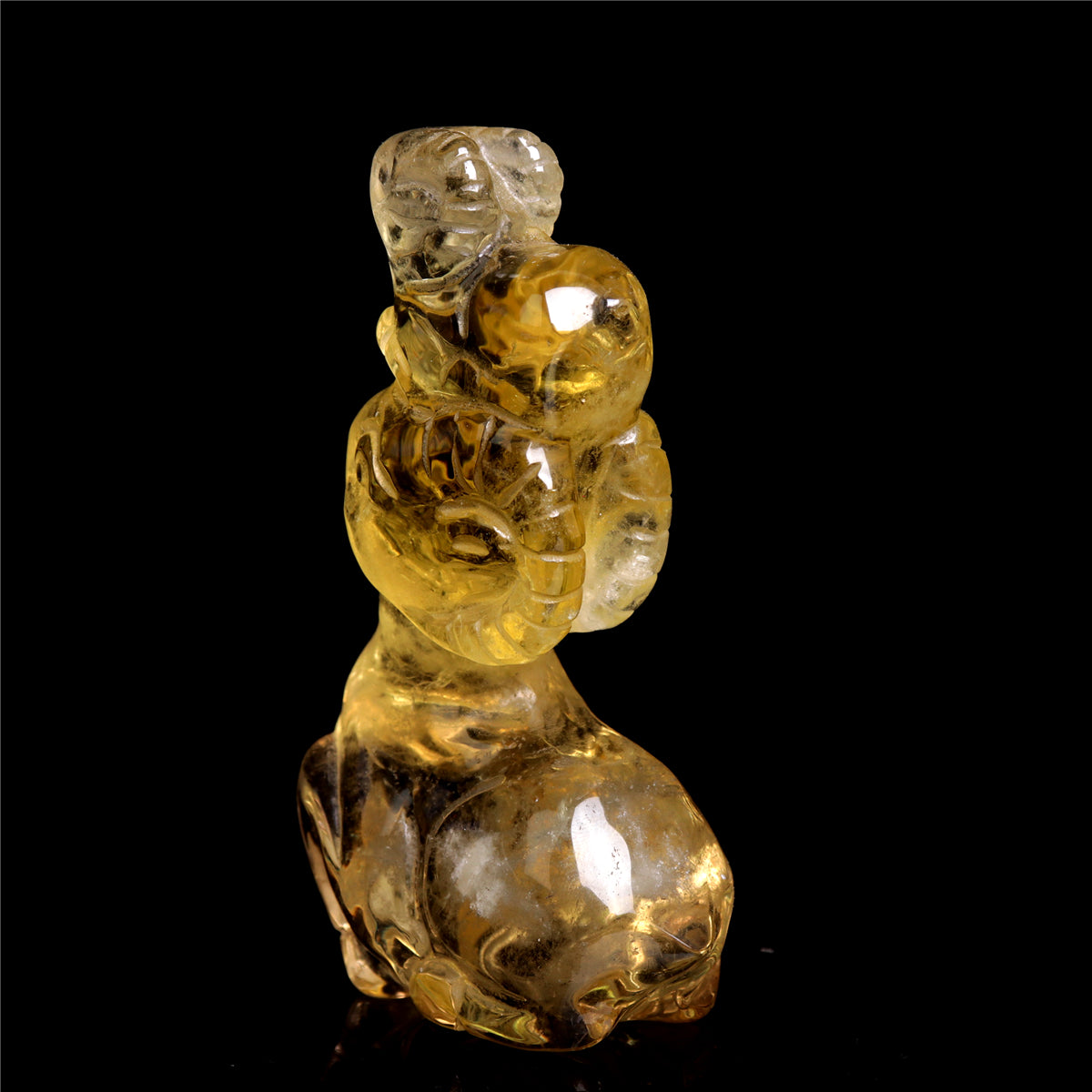 3.5" Citrine Quartz Crystal Ram Figurine Stone Animal Carvings