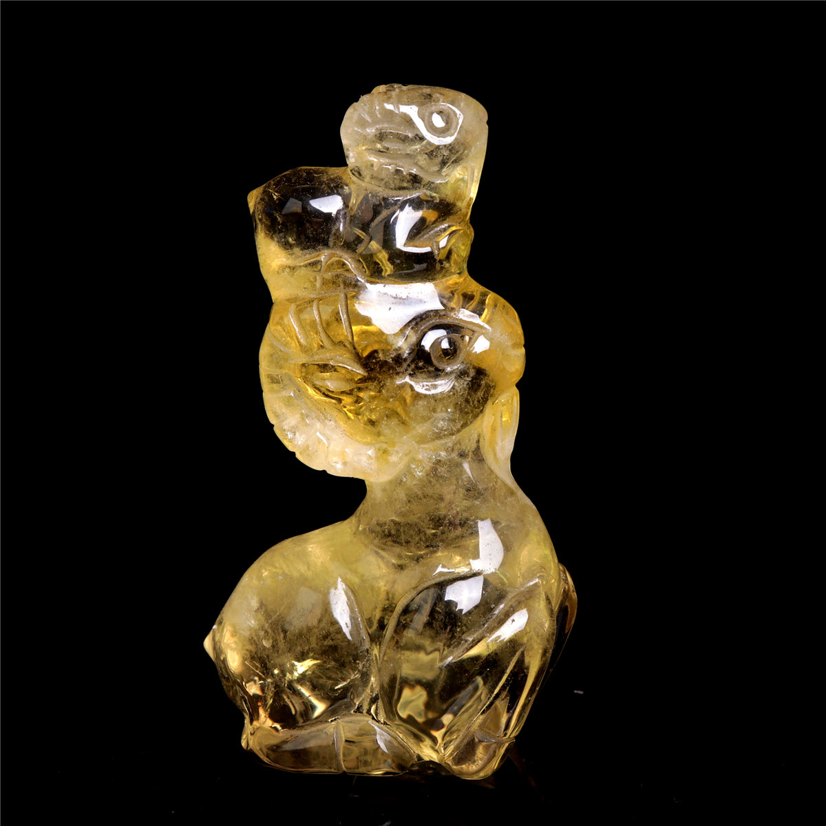 3.5" Citrine Quartz Crystal Ram Figurine Stone Animal Carvings
