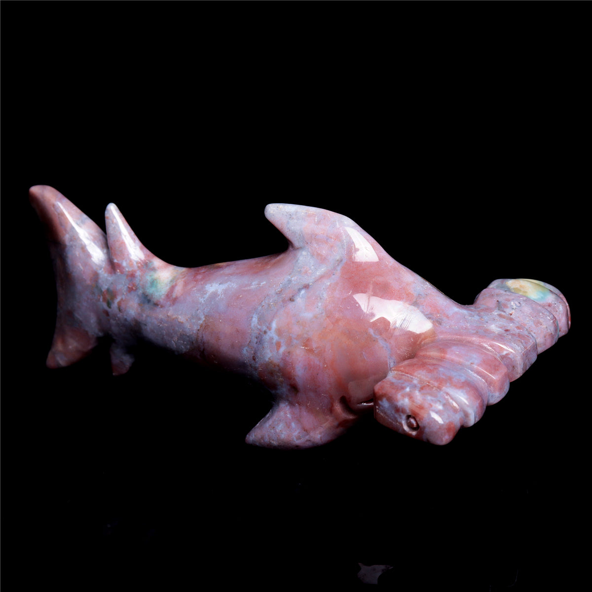 6" Ocean Jasper Crystal Shark Figurine Decor