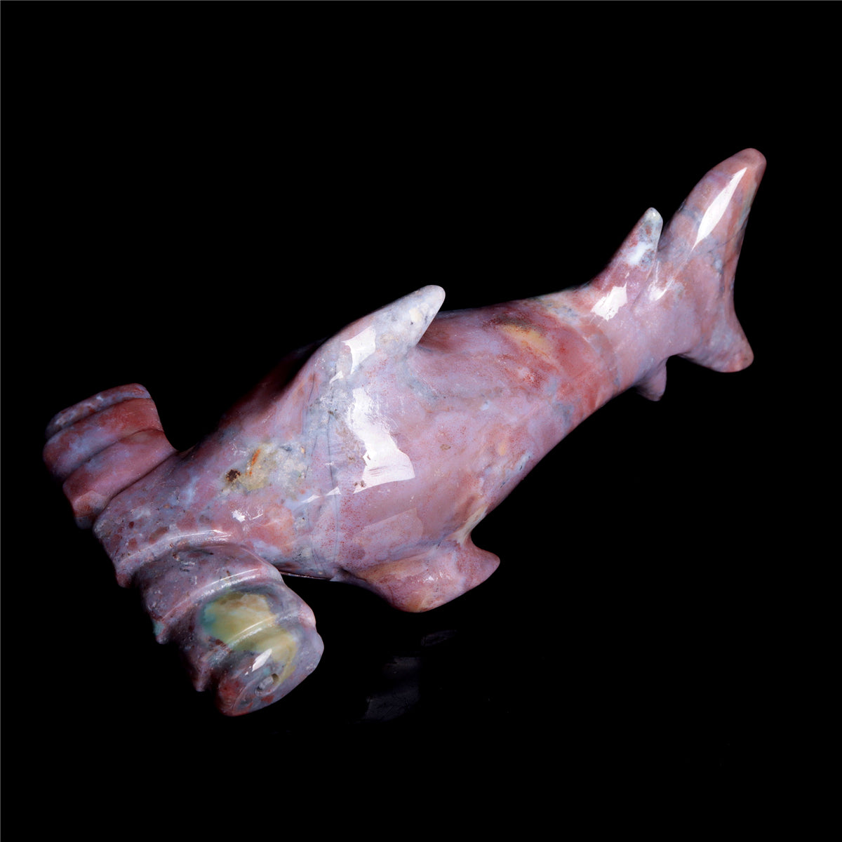 6" Ocean Jasper Crystal Shark Figurine Decor
