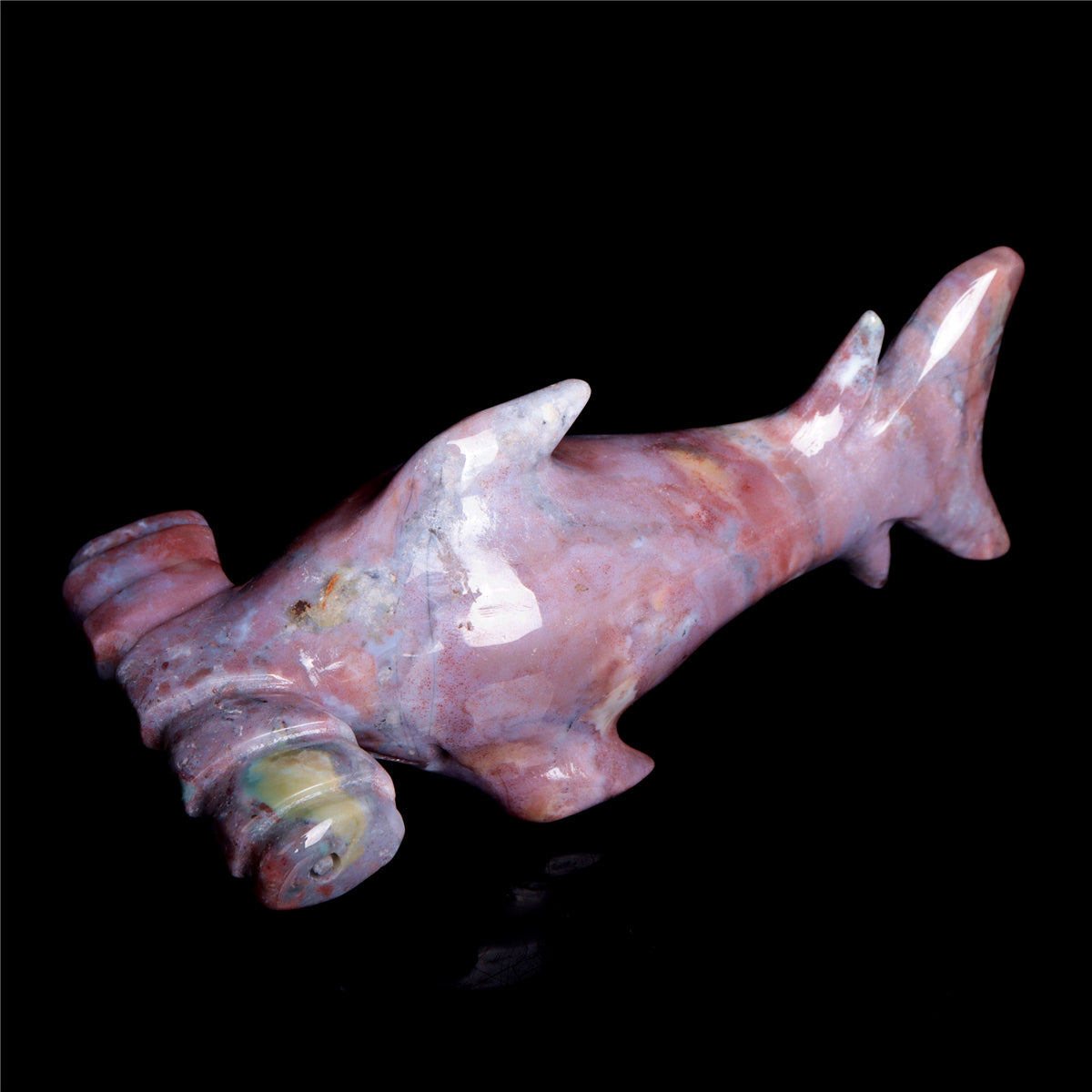 6" Ocean Jasper Crystal Shark Figurine Decor