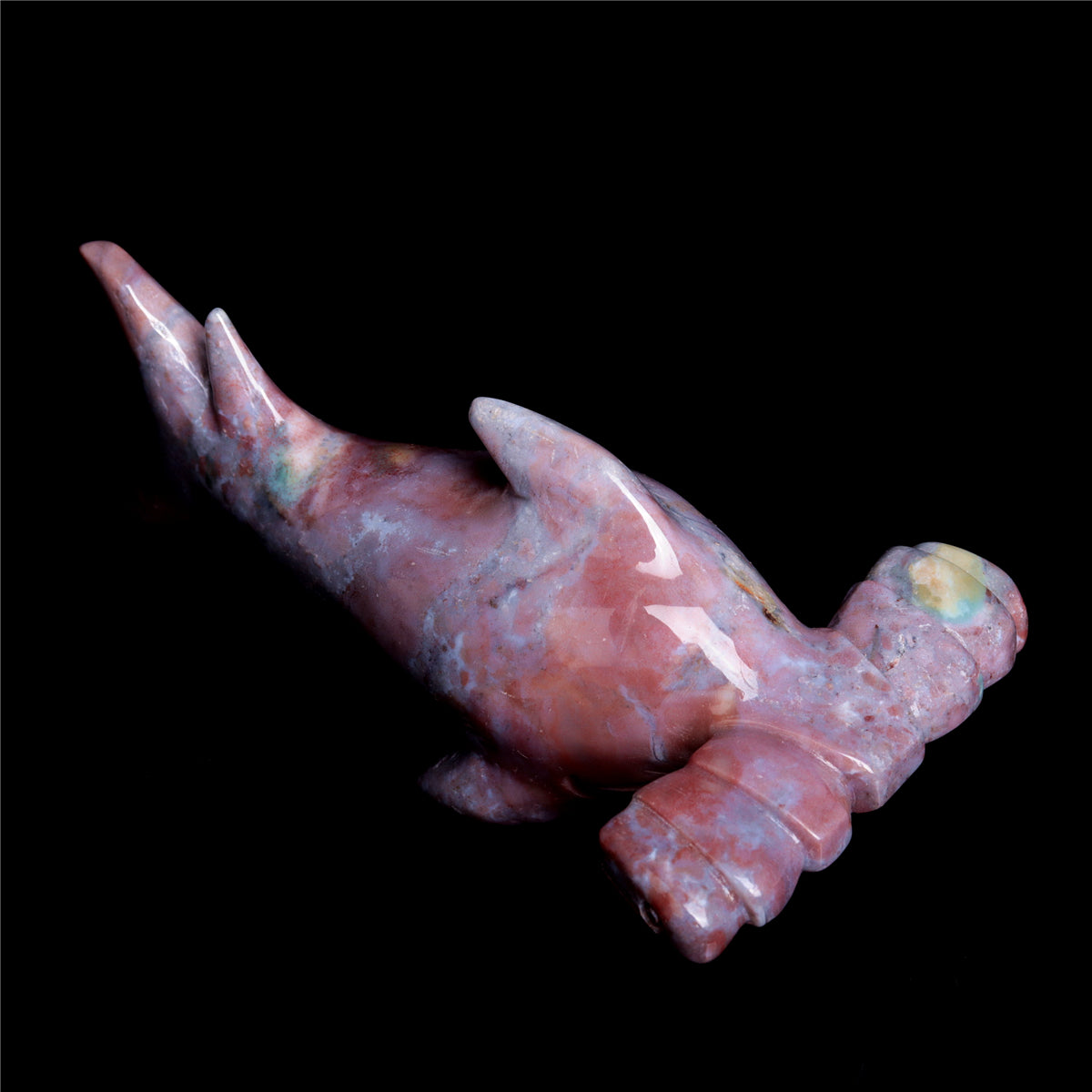6" Ocean Jasper Crystal Shark Figurine Decor
