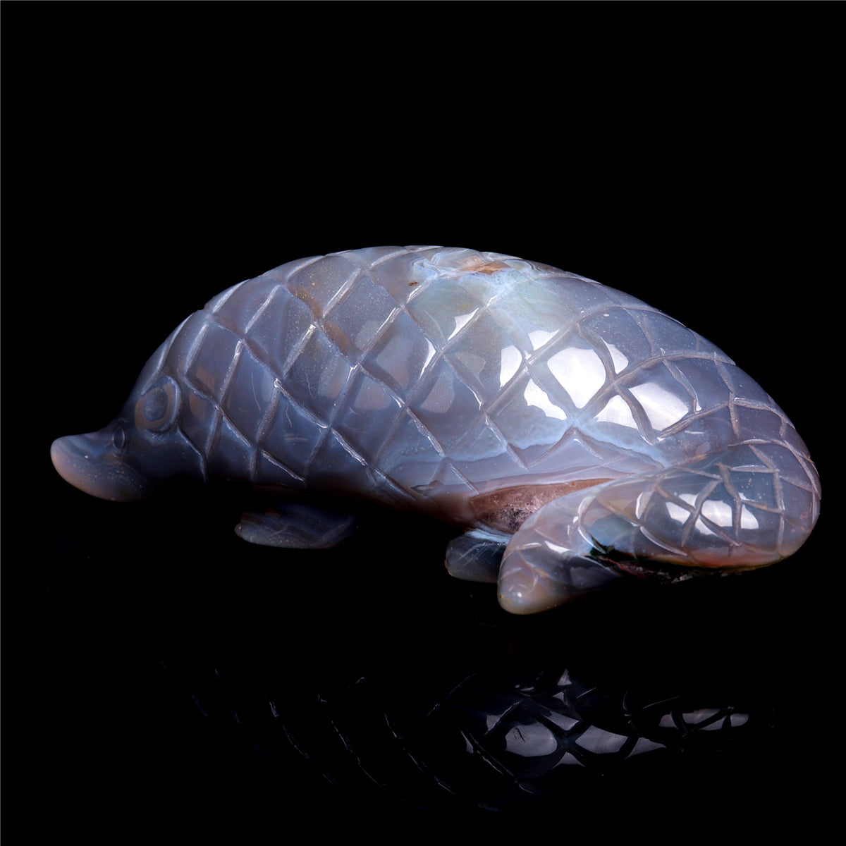 5" Druzy Agate Crystal Pangolin Figurine Quartz Animal Carvings