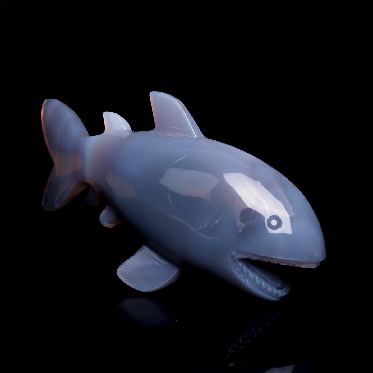 7.5" Druzy Agate Crystal Shark Figurine Quartz Animal Carvings