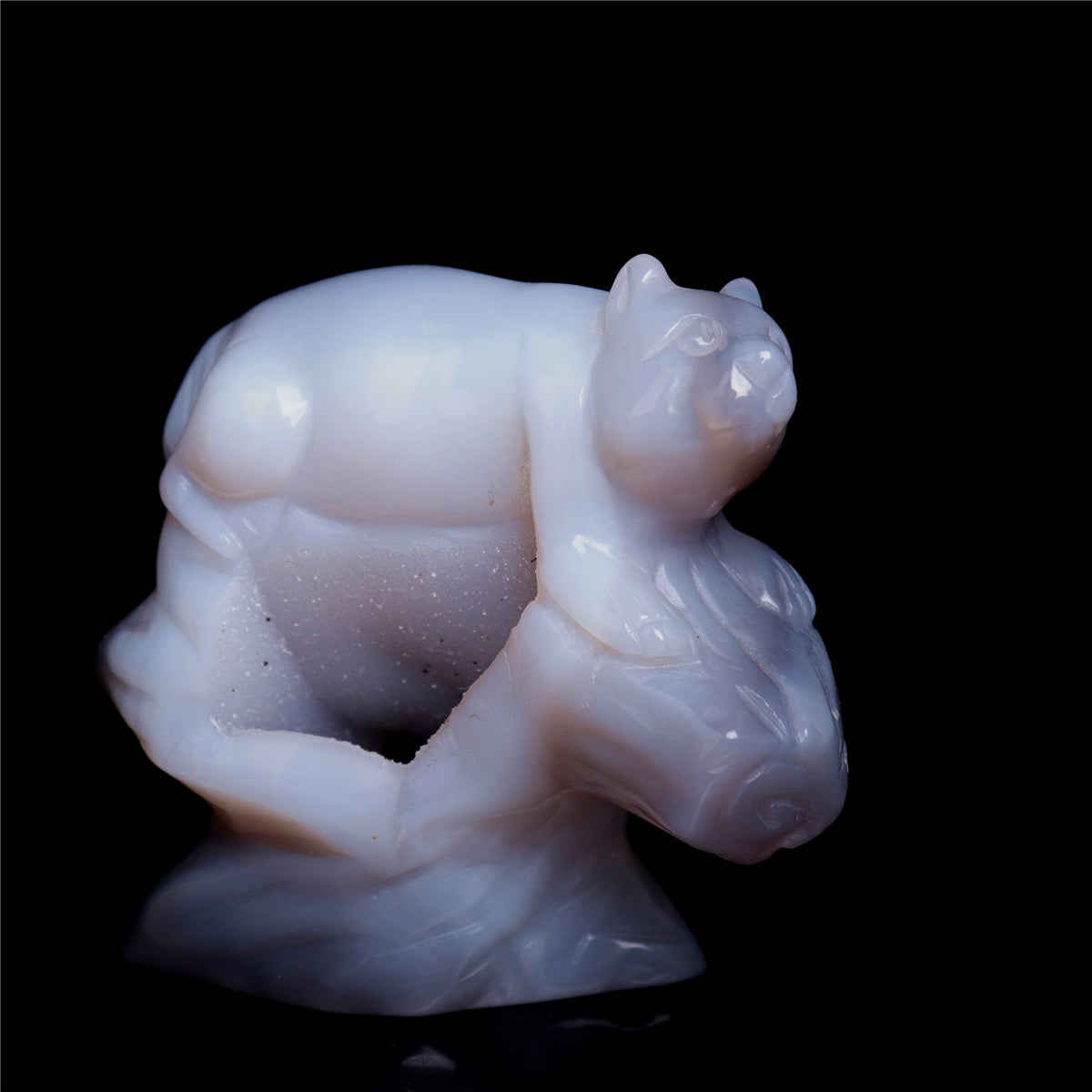 3.5" Druzy Agate Crystal Squirrel Figurine Quartz Animal Carvings