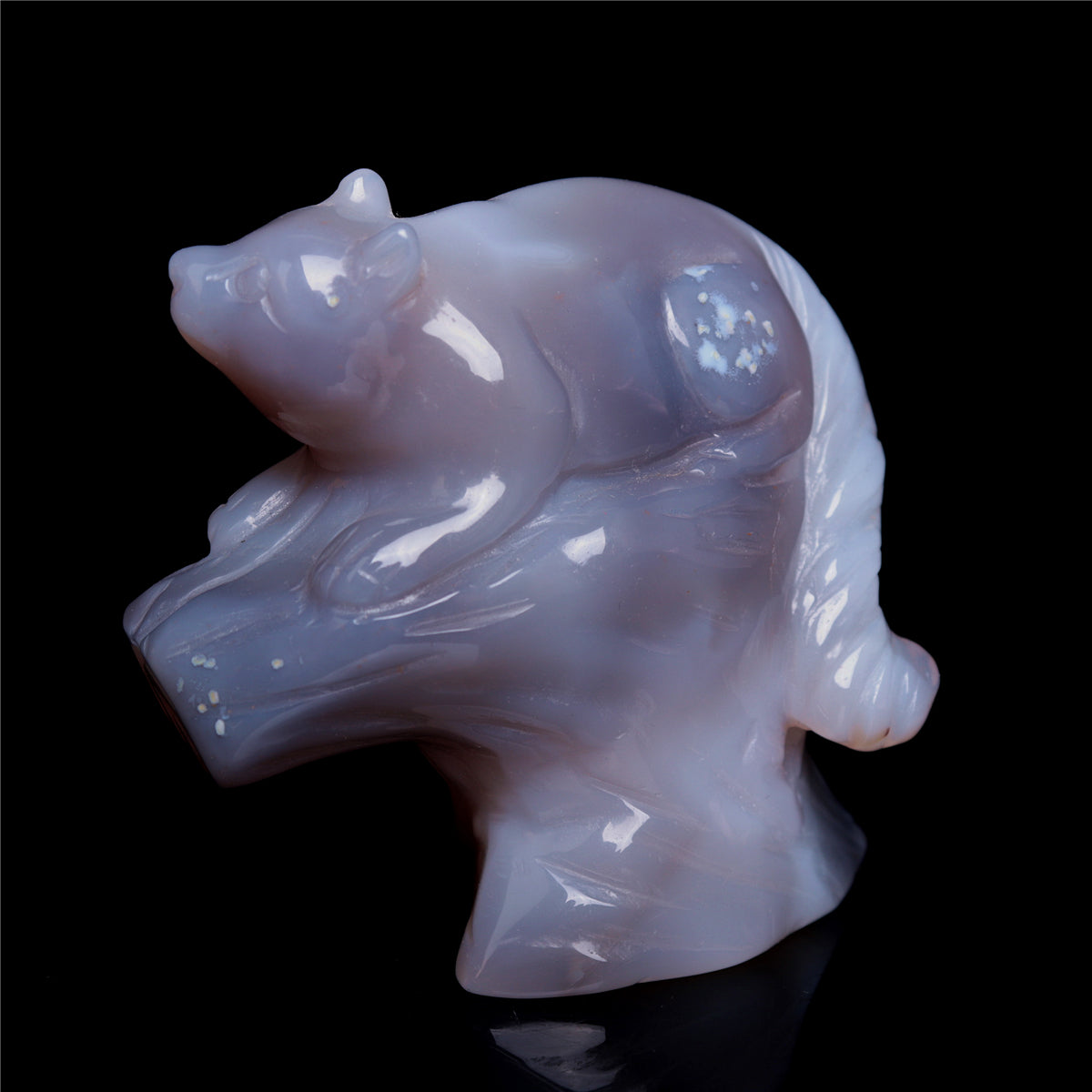 3.5" Druzy Agate Crystal Squirrel Figurine Quartz Animal Carvings