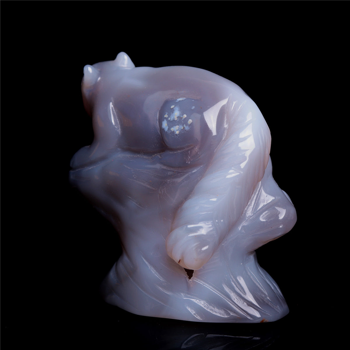 3.5" Druzy Agate Crystal Squirrel Figurine Quartz Animal Carvings