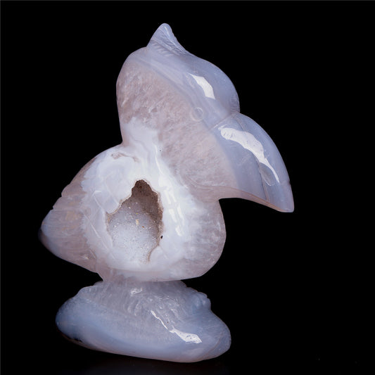 3.5" Druzy Agate Crystal Bird Figurine Quartz Animal Carvings
