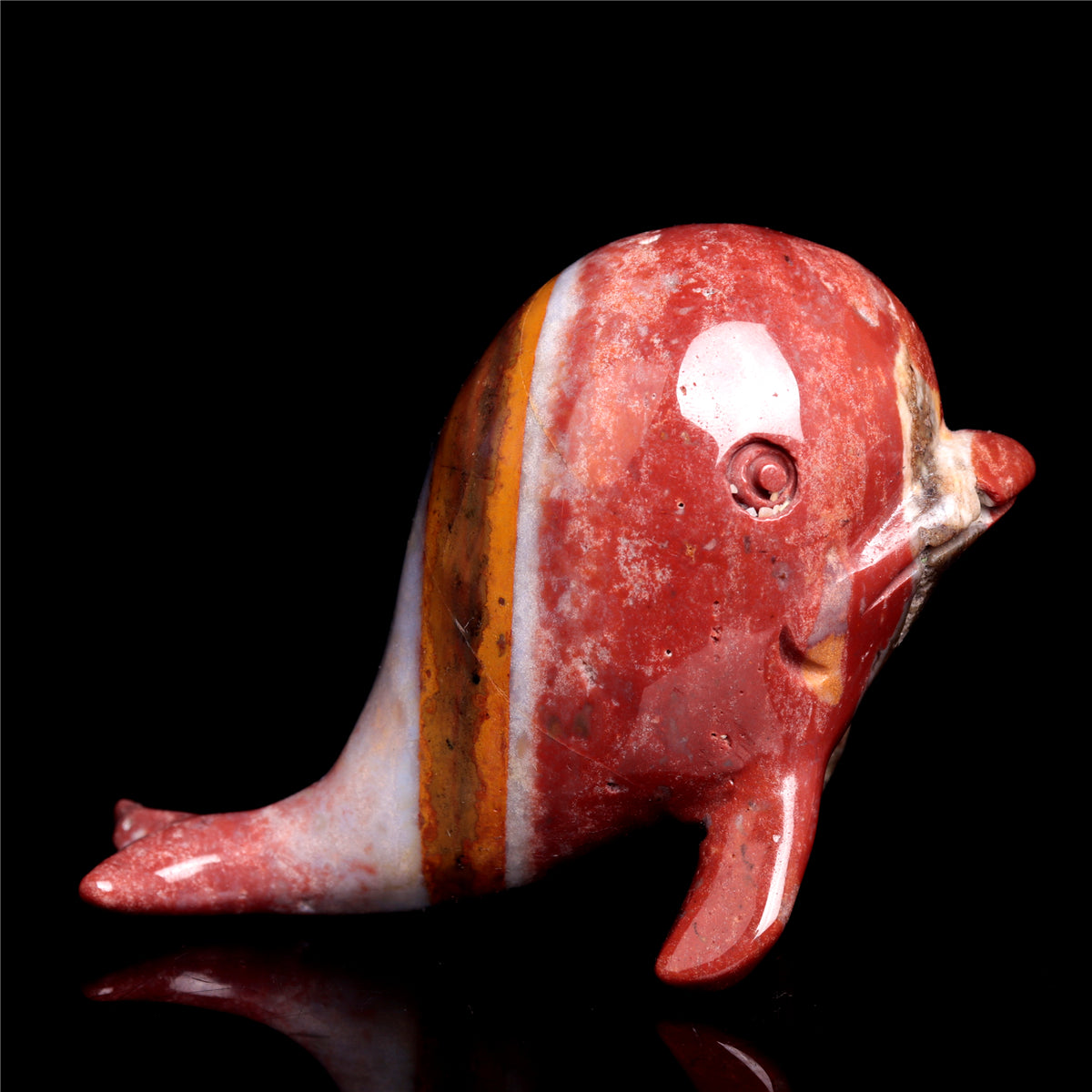 4" Ocean Jasper Crystal Whale Figurine Quartz Animal Carvings